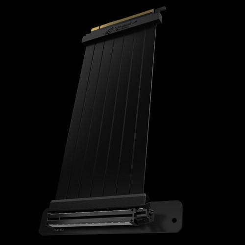 ASUS ROG Strix Riser RS200 Riser Cable 240mm PCI-E x16 3.0 with 90-degree adapter and EMI shielding, designed for vertical GPU mounting.