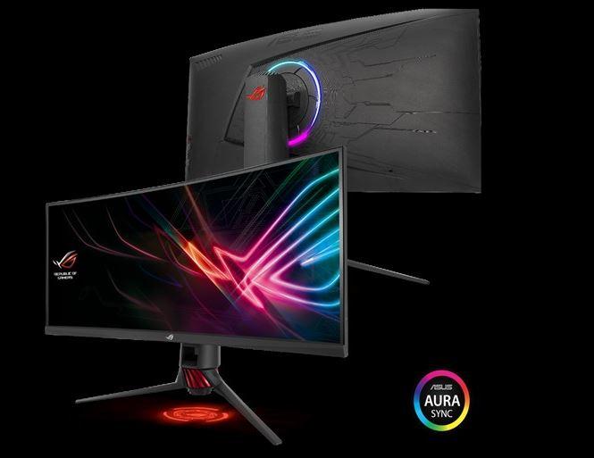 ASUS ROG STRIX XG35VQ 35-inch UWQHD Curved Gaming Monitor with vibrant colors and ergonomic stand.