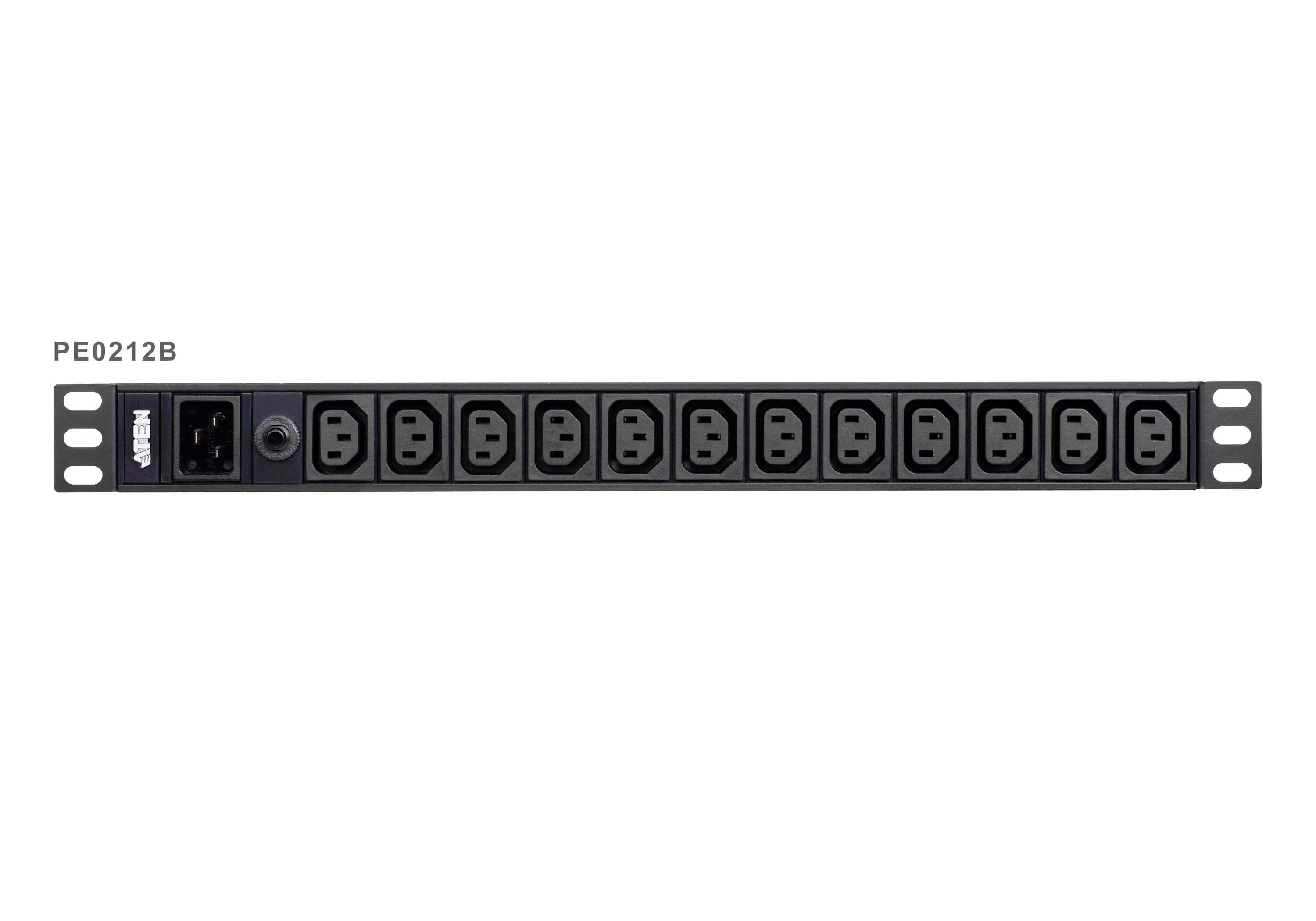 Aten 12-Port 15A Power Distribution Unit with 12 IEC C13 outputs in a 1U rackmount design, showcasing its compact and efficient layout.