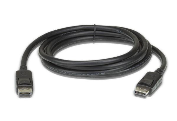 Aten 3m DisplayPort Cable with male connectors, showcasing high-quality copper wire and durable construction.
