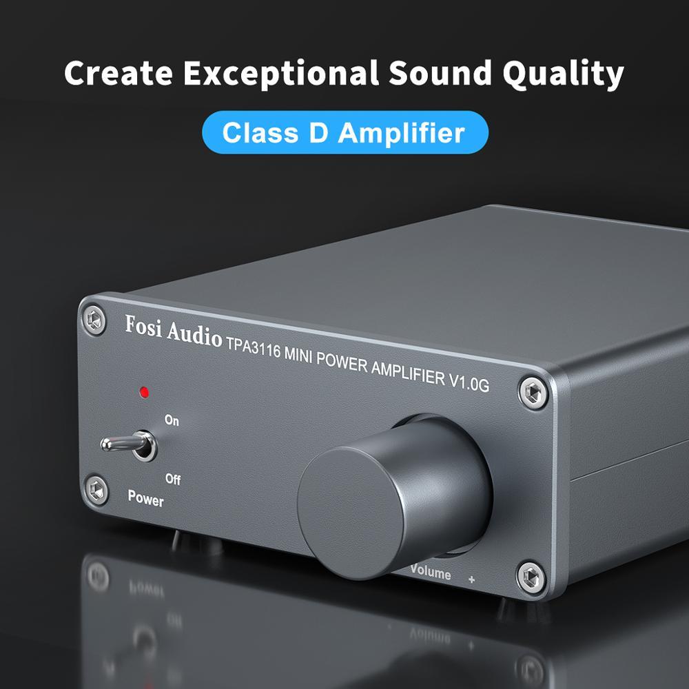 Compact Audio Power Amplifier 2 Channel Stereo Class D Mini Hi-Fi Professional with RCA input and sleek design.