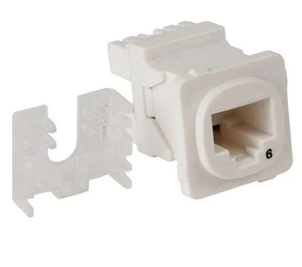 A pack of 50 Australian Style Cat 6 RJ45 Jacks, featuring universal termination and designed for reliable Ethernet connectivity.