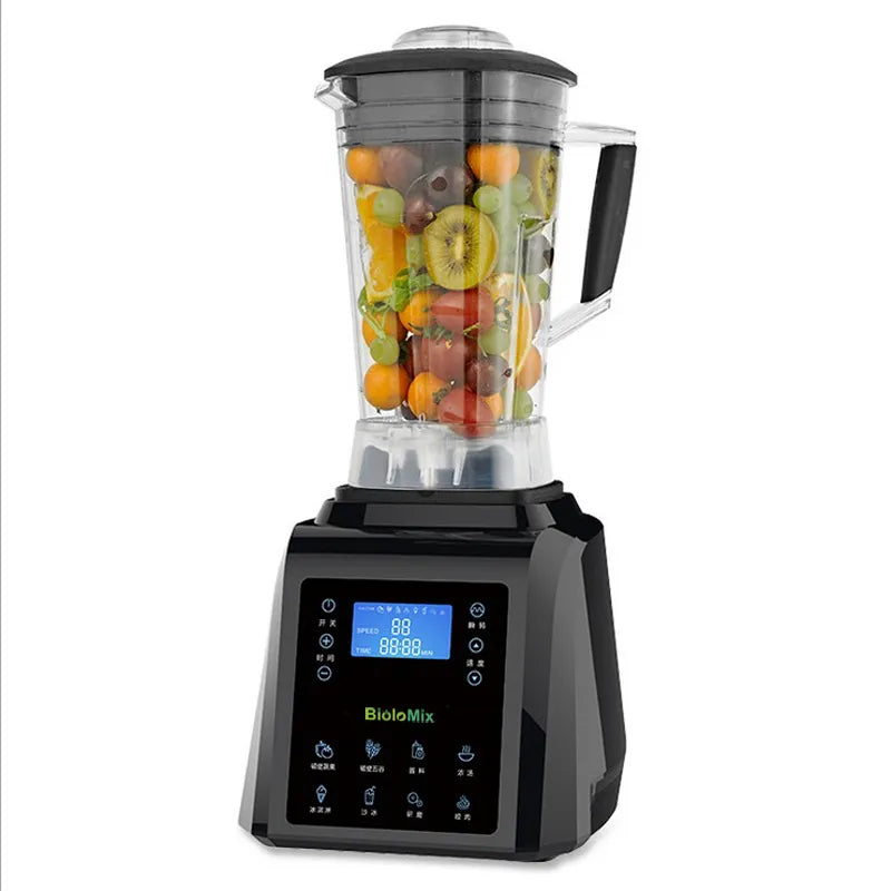 Automatic Digital Touchscreen 3HP Professional Blender with a 2L BPA-free container and touchscreen controls, showcasing its sleek design and stainless steel blades.