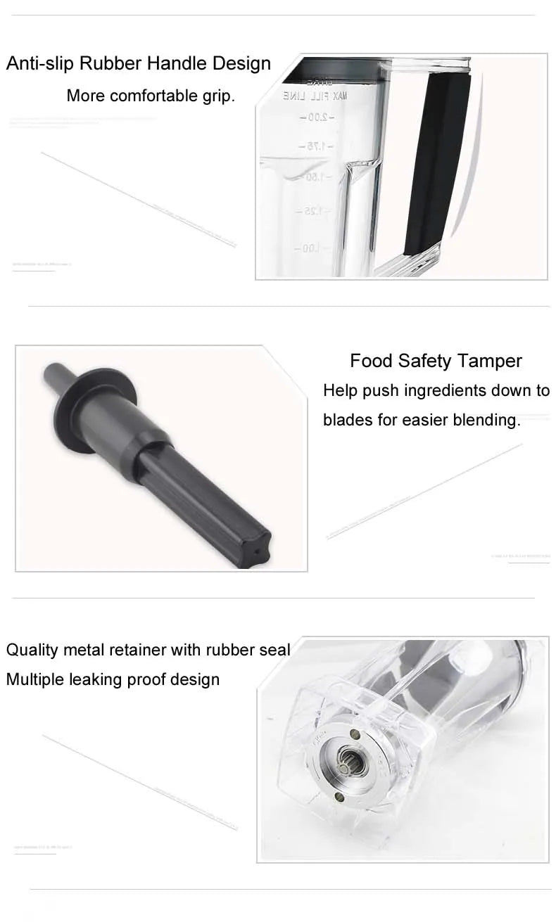 Automatic Digital Touchscreen 3HP Professional Blender with a 2L BPA-free container and touchscreen controls, showcasing its sleek design and stainless steel blades.