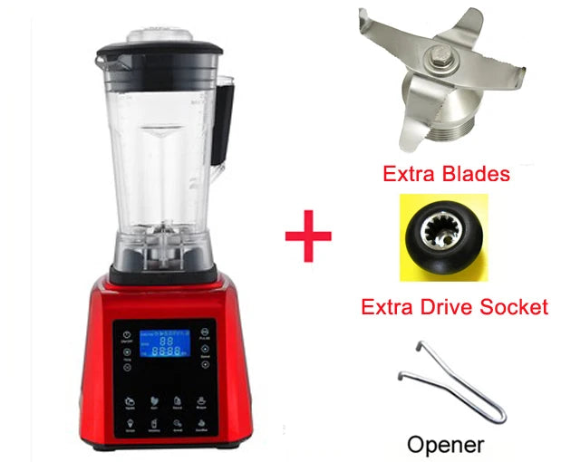 Automatic Digital Touchscreen 3HP Professional Blender with a 2L BPA-free container and touchscreen controls, showcasing its sleek design and stainless steel blades.