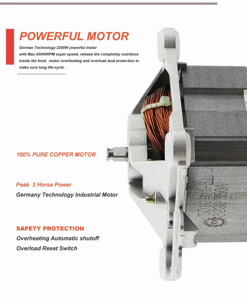 Automatic Digital Touchscreen 3HP Professional Blender with a 2L BPA-free container and touchscreen controls, showcasing its sleek design and stainless steel blades.