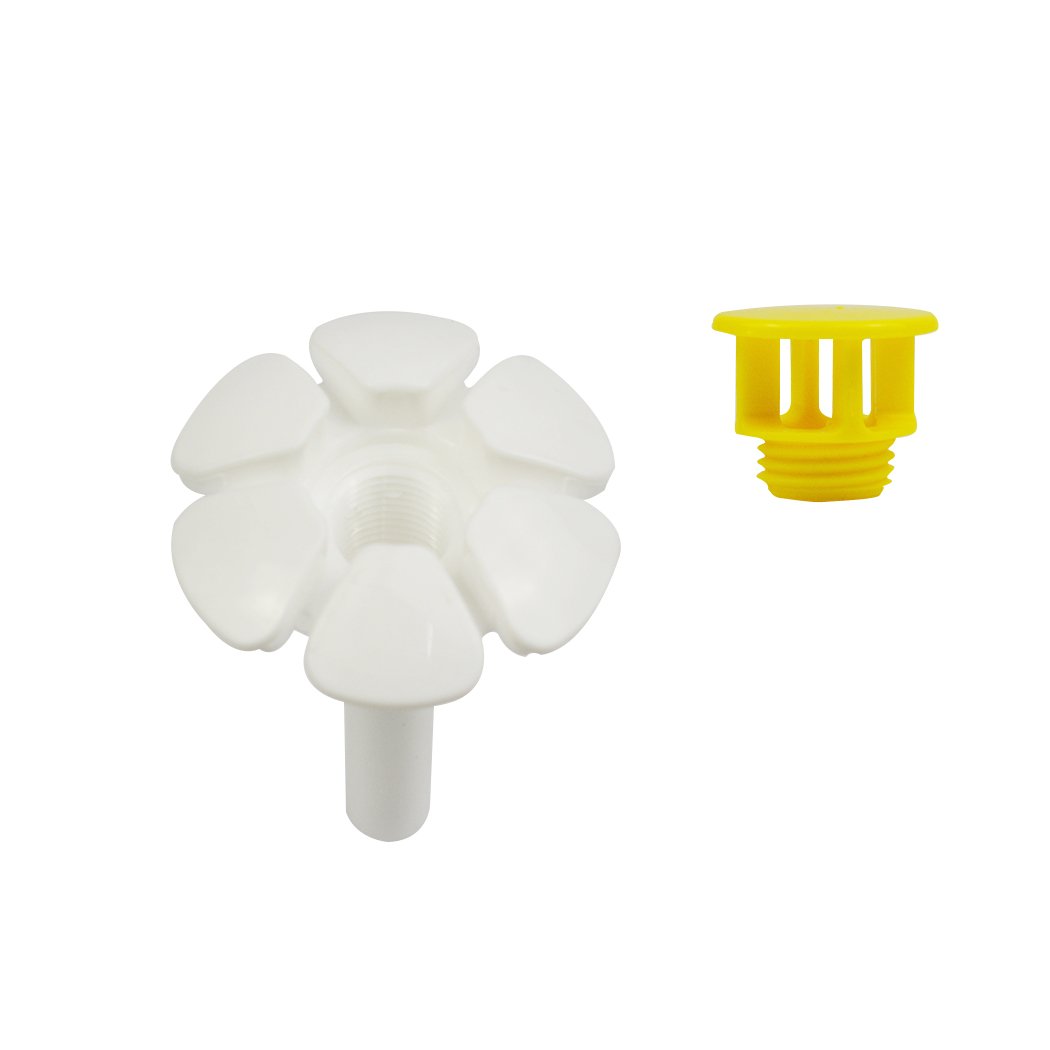 Automatic Electric Pet Water Fountain for dogs and cats, featuring a flower design and dual-action filter, in white and blue colors.