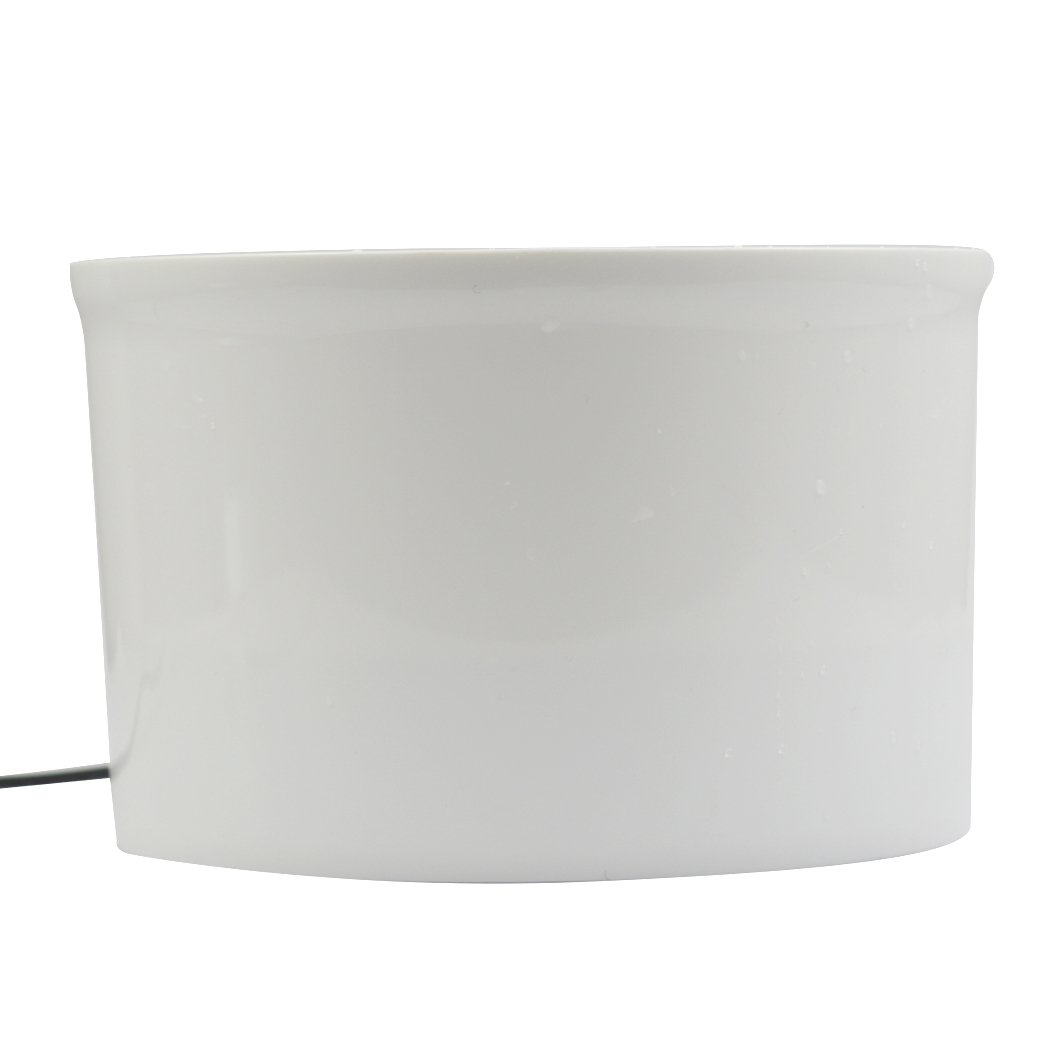 Automatic Electric Pet Water Fountain for dogs and cats, featuring a flower design and dual-action filter, in white and blue colors.