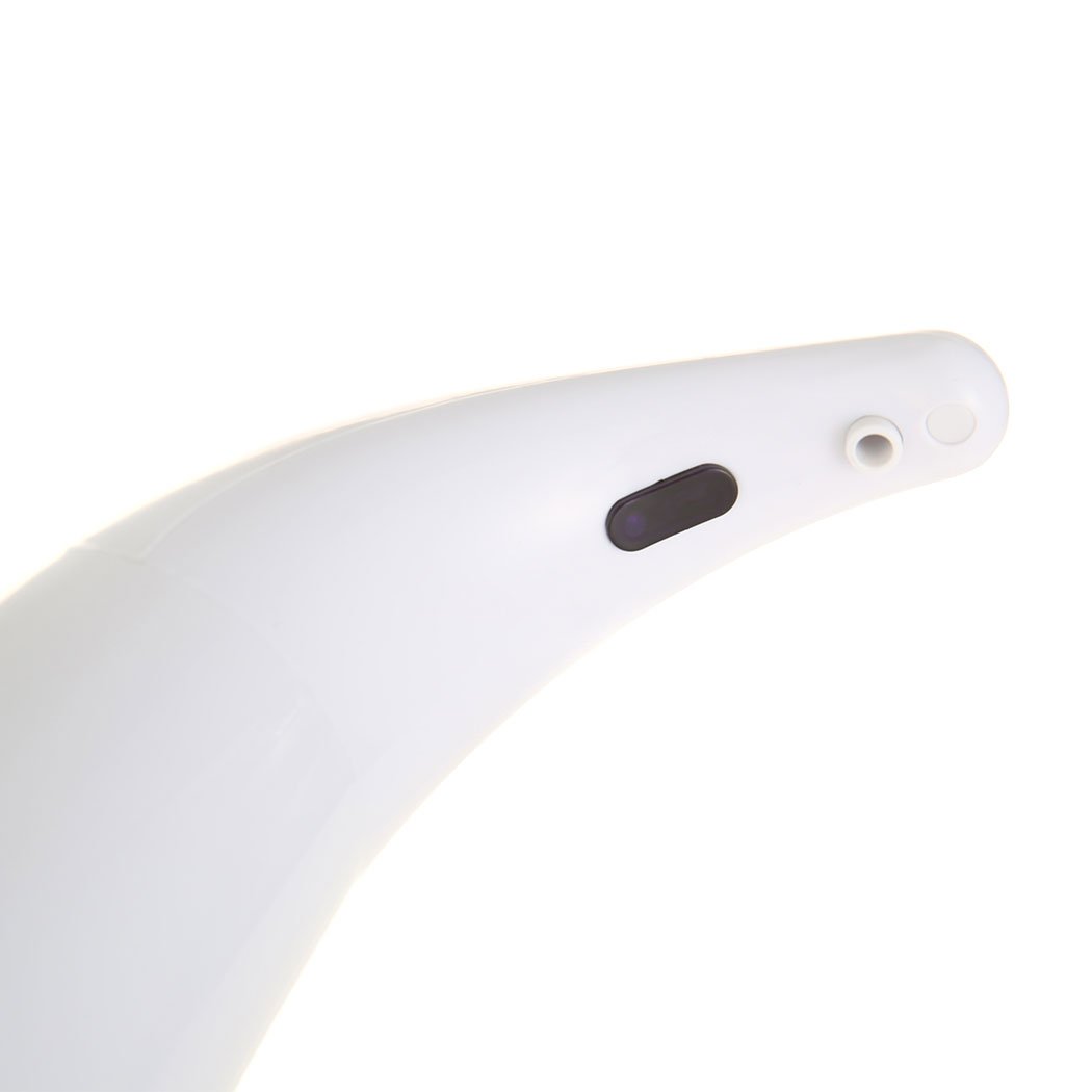 Automatic Soap Foam Dispenser in white and green, showcasing touchless operation and low battery alert features.