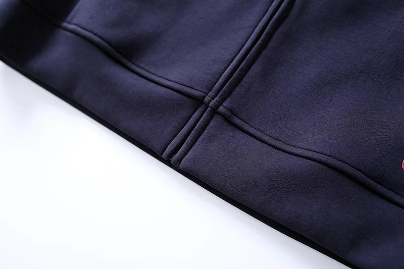 Autumn Simple Three Dimensional Cutting Zipper Cardigan showcasing its stylish design and full sleeves, made from a soft cotton-polyester blend.