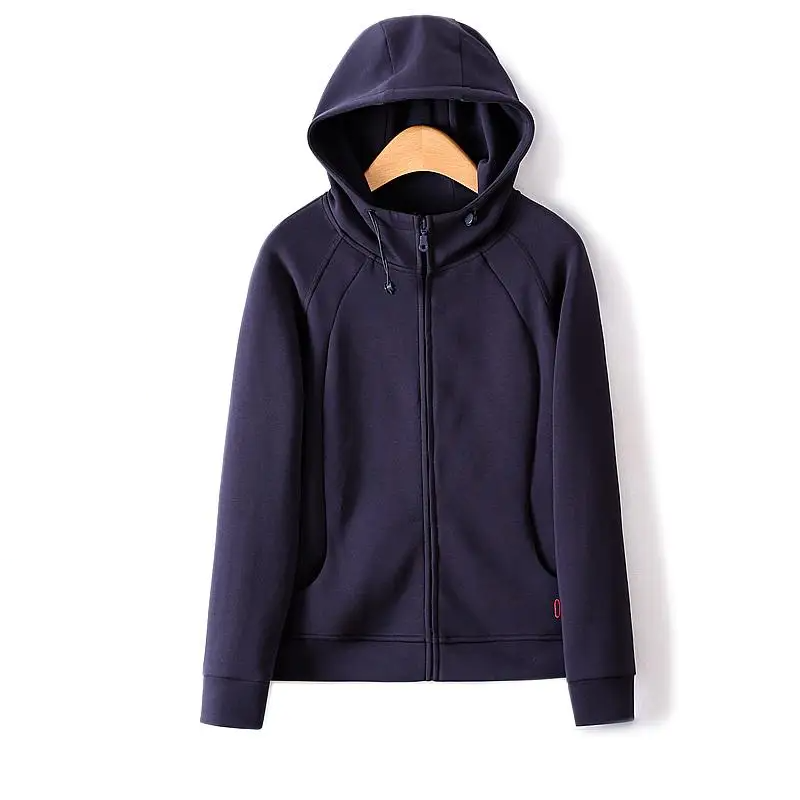 Autumn Simple Three Dimensional Cutting Zipper Cardigan showcasing its stylish design and full sleeves, made from a soft cotton-polyester blend.