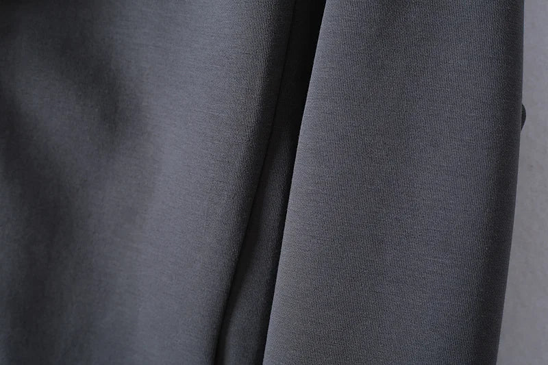 Autumn Simple Three Dimensional Cutting Zipper Cardigan showcasing its stylish design and full sleeves, made from a soft cotton-polyester blend.