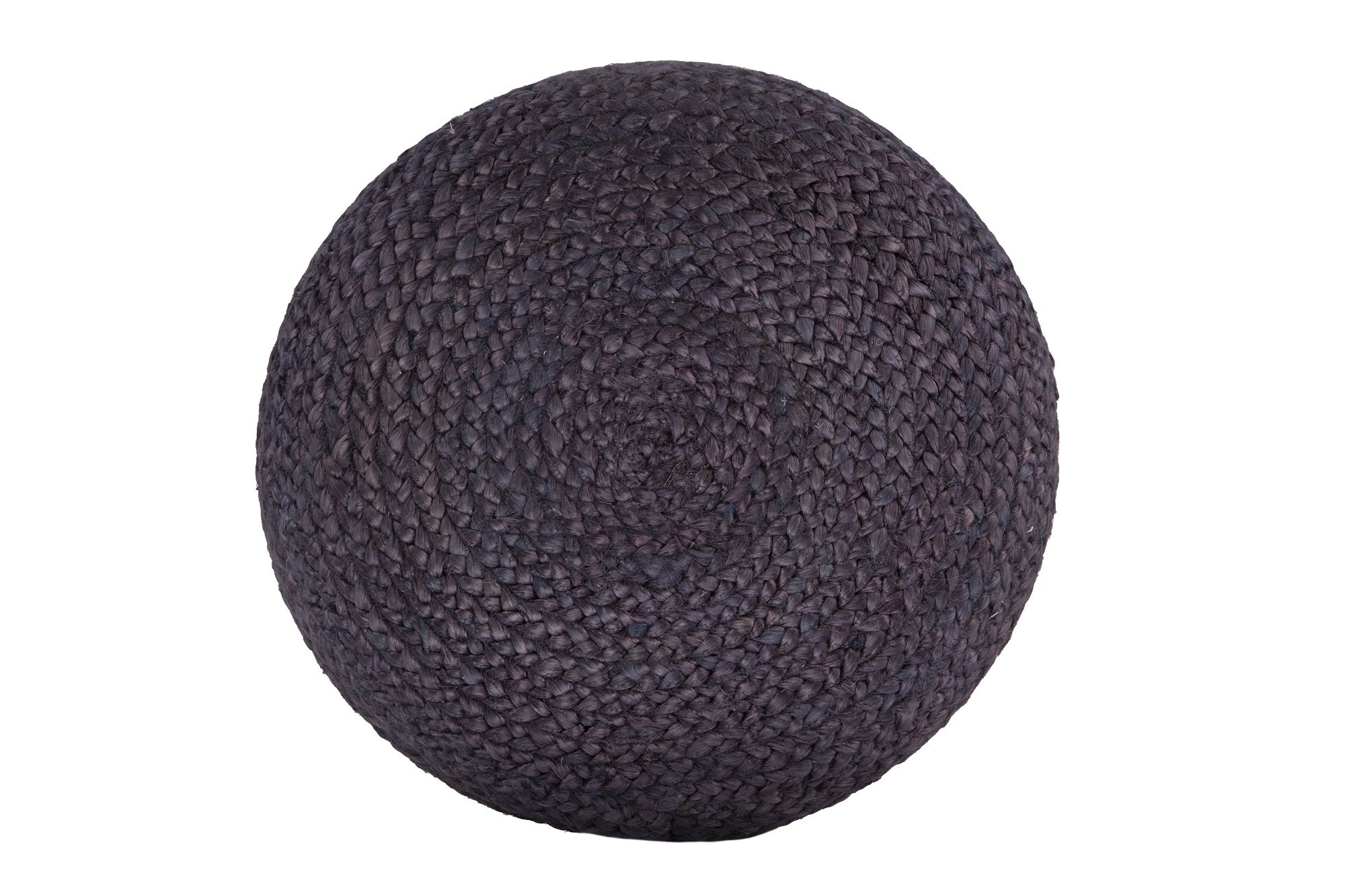 Ava Dual Color Jute Pouf in natural and blue, showcasing its round shape and hand-braided jute texture.