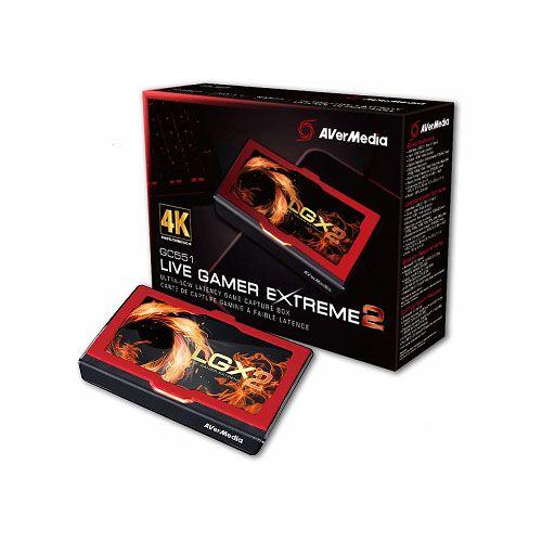 AVERMEDIA GC551 Live Gamer Extreme 2 capture card with HDMI ports and USB connection, designed for 4K gaming and streaming.