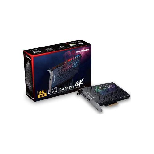 AVERMEDIA GC573 Live Gamer 4K RGB Internal PCI-E Capture Card with sleek design and RGB lighting.