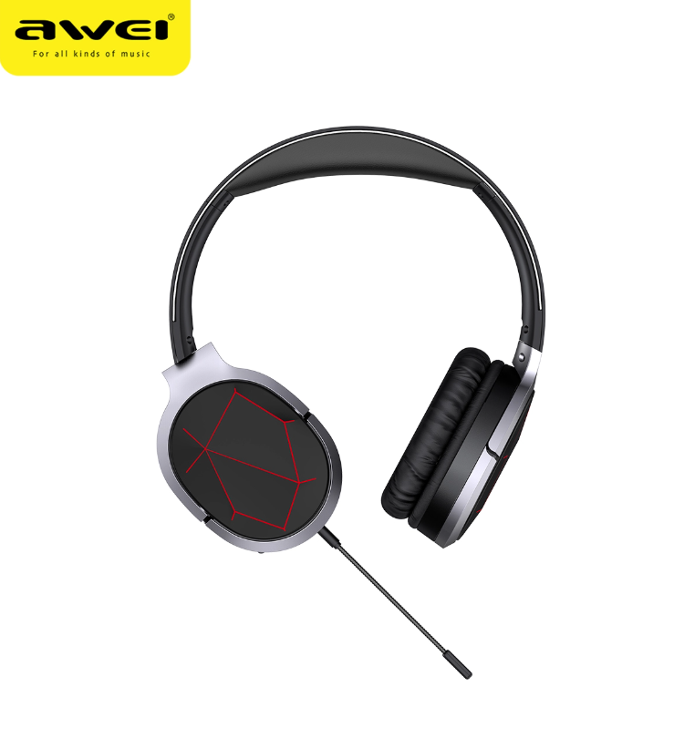 AWEI A799BL Foldable Gaming Wireless Headphone in black, showcasing its sleek design and over-ear cushions.