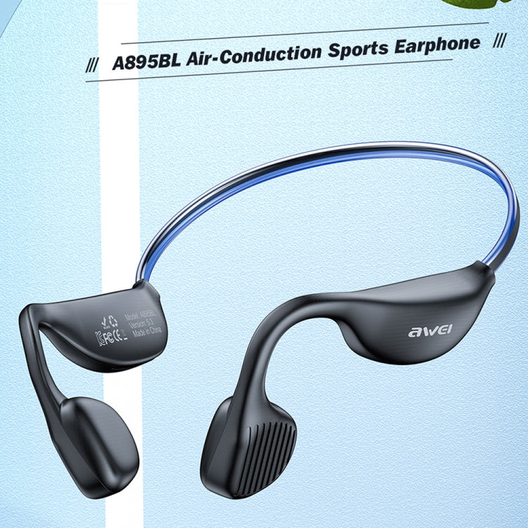 AWEI A895BL Air Conduction Luminous Sports Bluetooth Earphones in black, showcasing their sleek design and luminous feature.