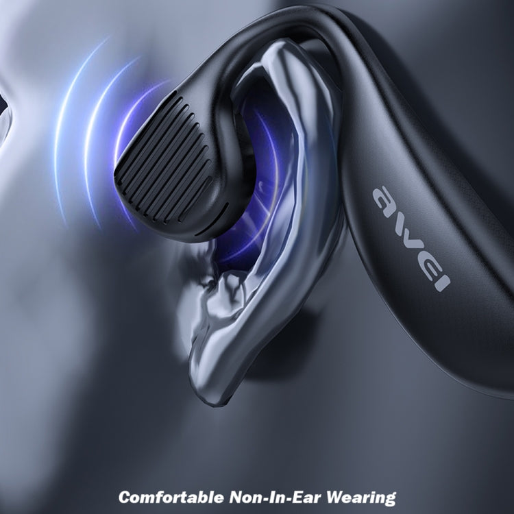 AWEI A895BL Air Conduction Luminous Sports Bluetooth Earphones in black, showcasing their sleek design and luminous feature.