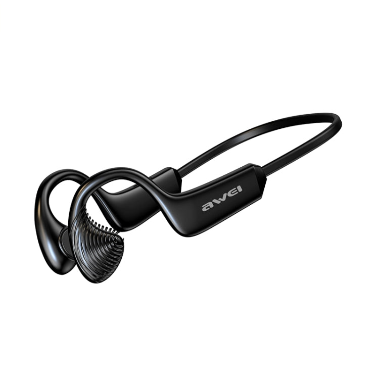 AWEI A896BL Air Conduction Sports Bluetooth Earphones in black, showcasing ergonomic design and silicone material for comfort.