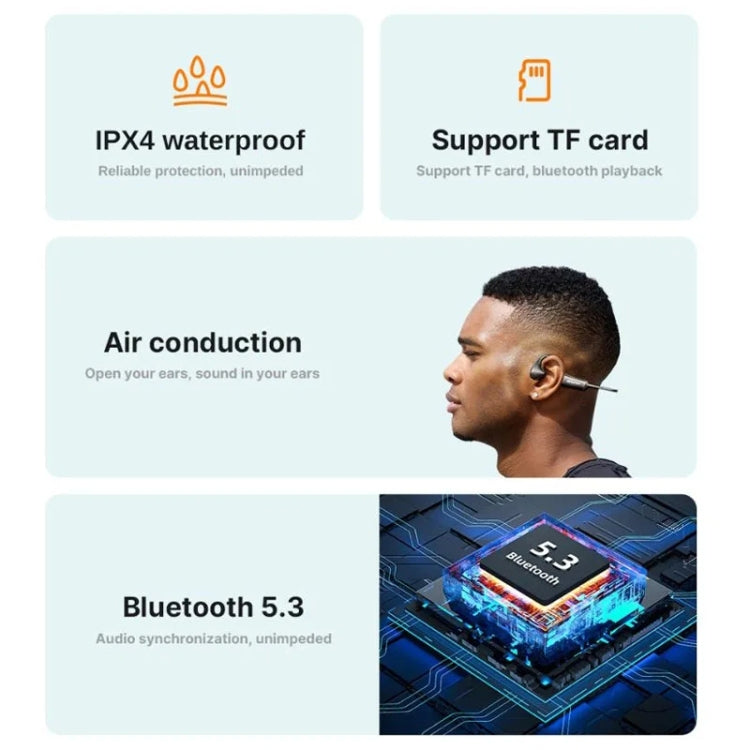 AWEI A896BL Air Conduction Sports Bluetooth Earphones in black, showcasing ergonomic design and silicone material for comfort.