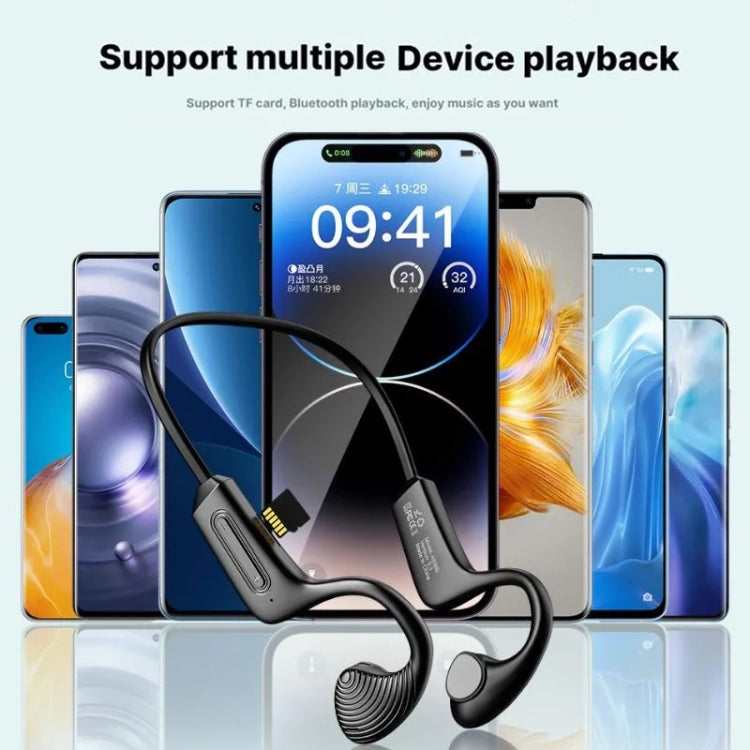 AWEI A896BL Air Conduction Sports Bluetooth Earphones in black, showcasing ergonomic design and silicone material for comfort.