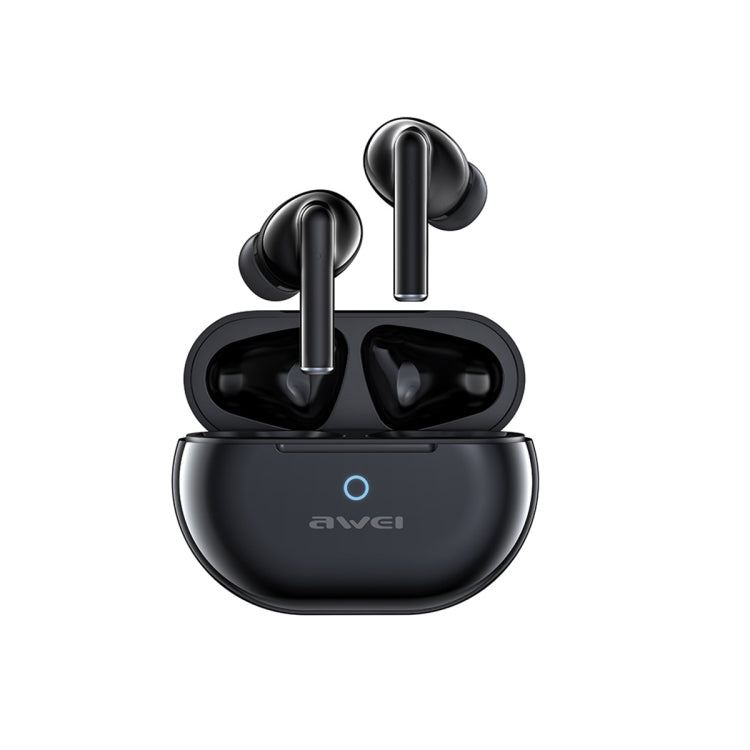Awei T61 Noise Reduction Dual Mic TWS Bluetooth Earbuds in black, showcasing sleek design and advanced features.