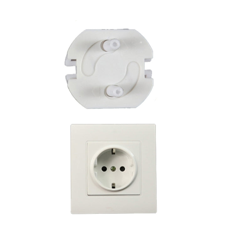 Baby Anti-Shock EU Standard Socket Cover in white, designed for child safety with a back paste installation feature.