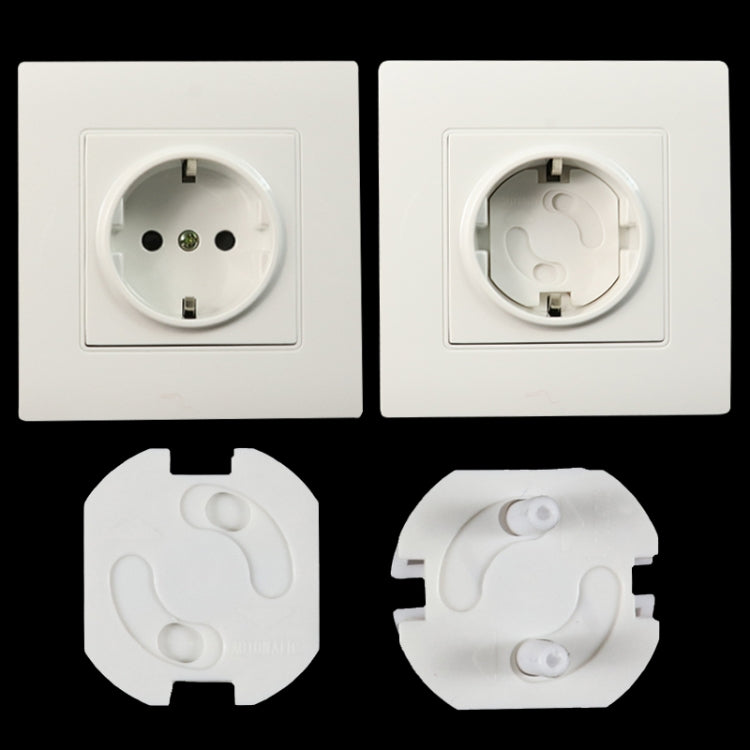 Baby Anti-Shock EU Standard Socket Cover in white, designed for child safety with a back paste installation feature.