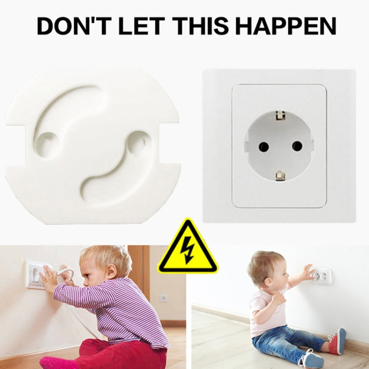 Baby Anti-Shock EU Standard Socket Cover in white, designed for child safety with a back paste installation feature.