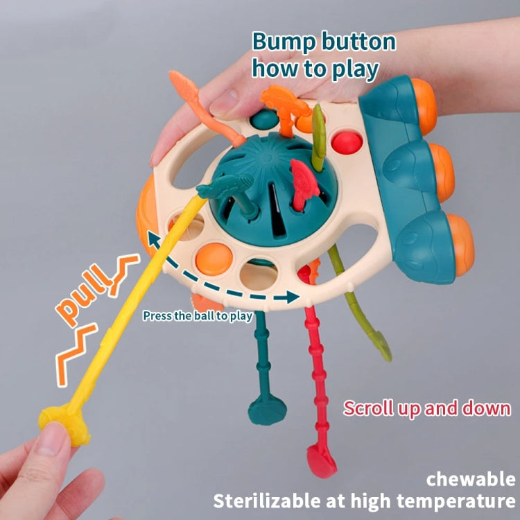 Colorful Baby Puzzle Fun Finger Pumping Toy designed for early teaching, featuring cartoon shapes and soft, safe material.
