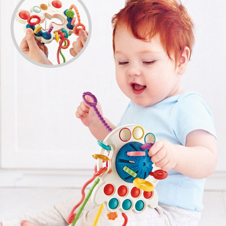 Colorful Baby Puzzle Fun Finger Pumping Toy designed for early teaching, featuring cartoon shapes and soft, safe material.