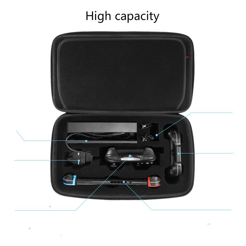 A protective hard carrying case for Nintendo Switch, featuring a durable exterior and soft lining, designed for travel and storage.