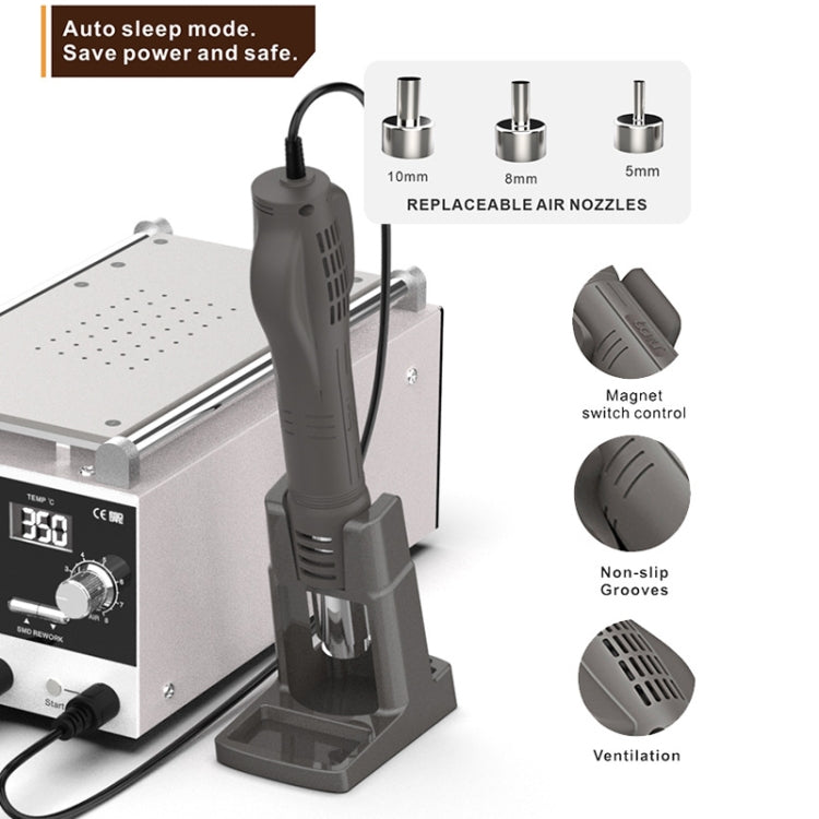 Baku BA-909D+ 750W 3 in 1 Hot Air Soldering Station with integrated hot air gun and soldering iron.