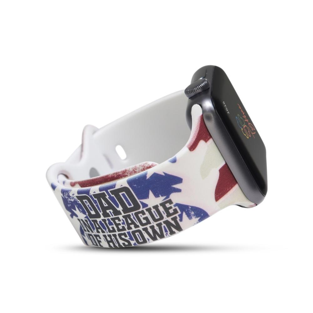 Baseball Dad Theme Band for Apple Watch in vibrant colors with customizable options.