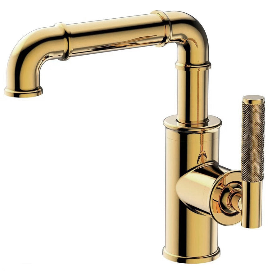 Black brass crane basin faucet with hot and cold water mixer, featuring a contemporary design and single handle for easy operation.