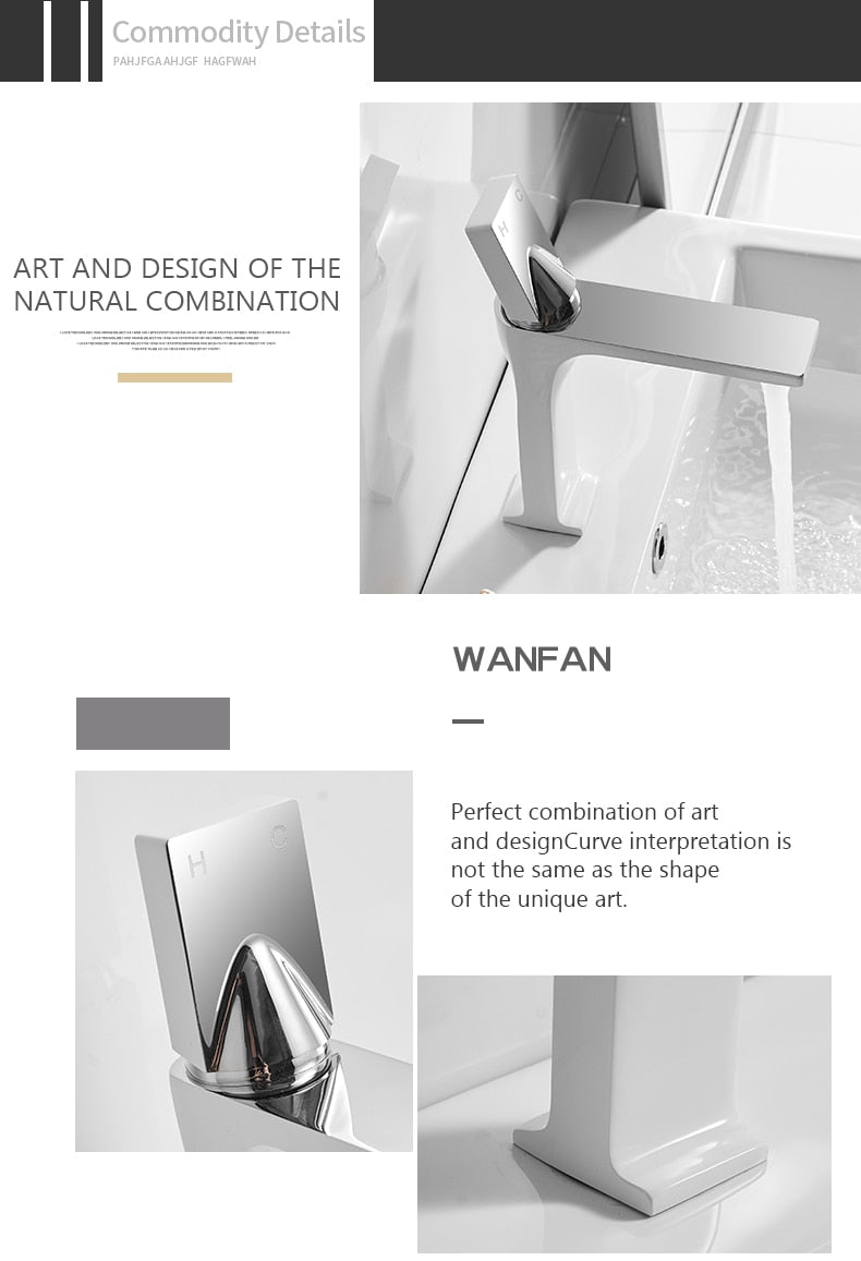 Basin Faucets Waterfall Bathroom Faucet in chrome finish with single handle design, showcasing elegant waterfall flow.