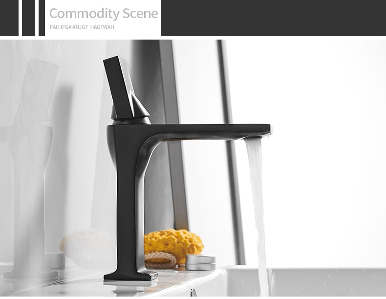 Basin Faucets Waterfall Bathroom Faucet in chrome finish with single handle design, showcasing elegant waterfall flow.