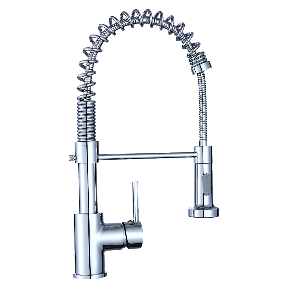 Della Francesca Basin Mixer Tap Faucet with a polished chrome finish and pull-out handheld head, designed for kitchen and laundry sinks.