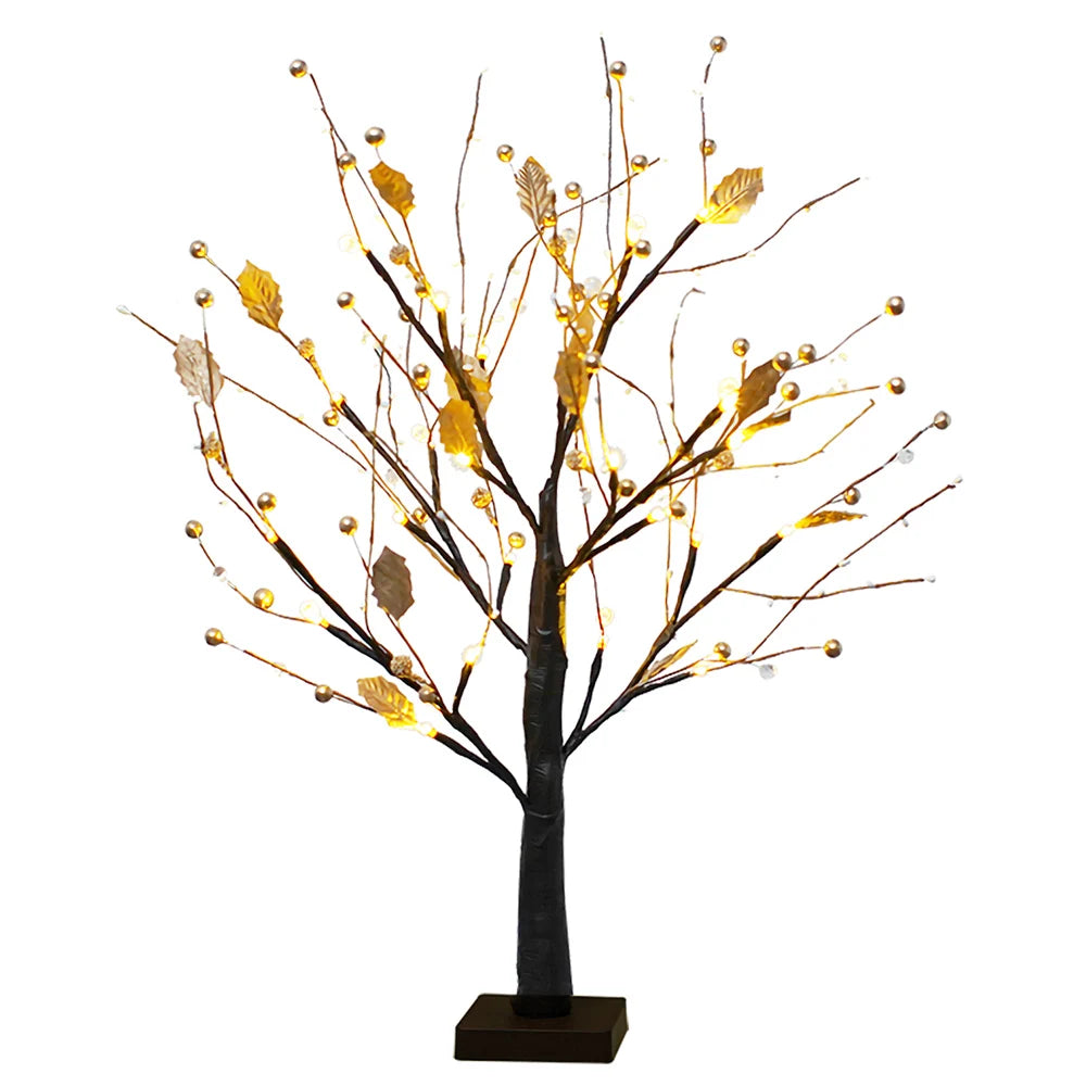 Battery operated bonsai tree lamp with warm white LED lights and decorative beads, perfect for home decor and gifting.