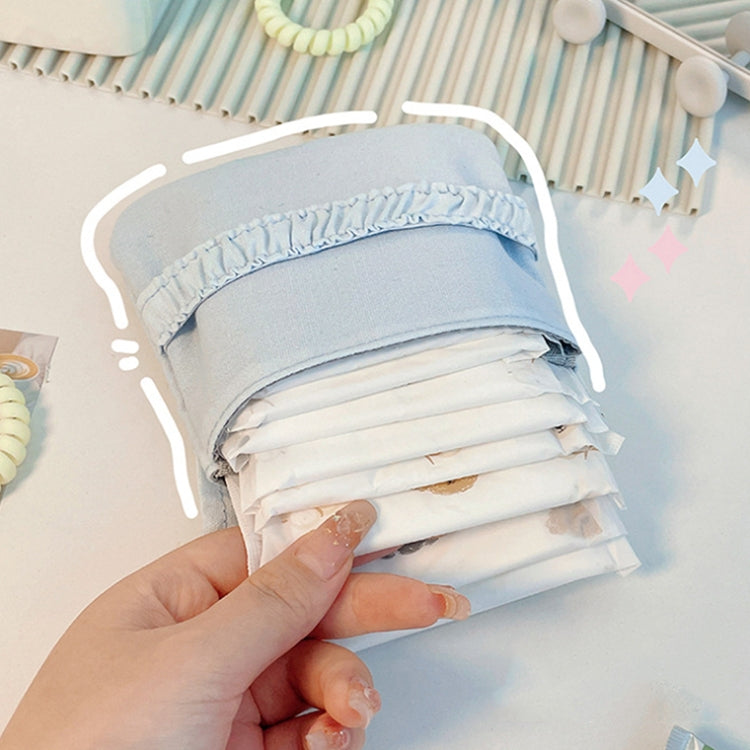 Two pink cartoon pattern large capacity sanitary storage bags made of suede and cotton lining, showcasing a cute design.