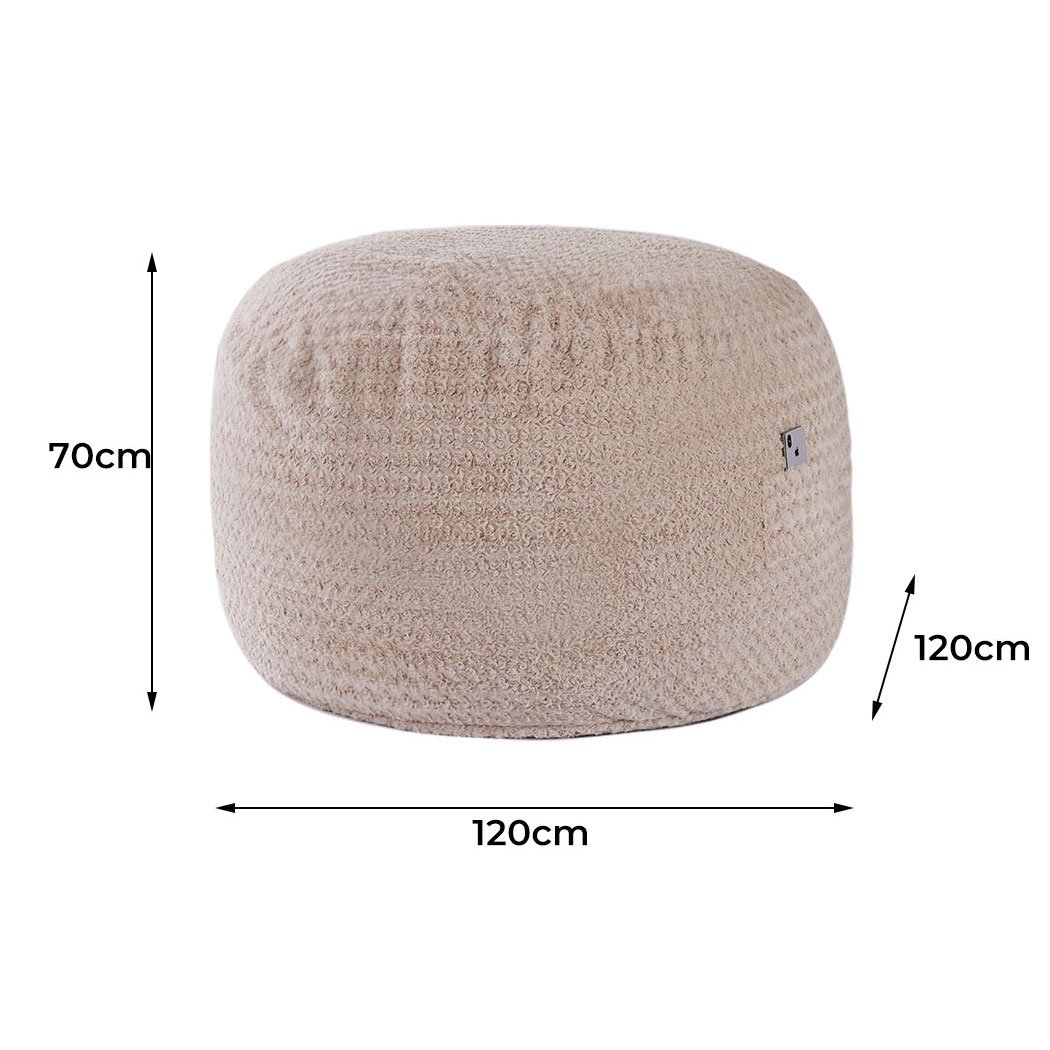 Extra Large Bean Bag Refill Chair in cream color, featuring rose plush velvet fabric and a stylish design, perfect for indoor lounging.