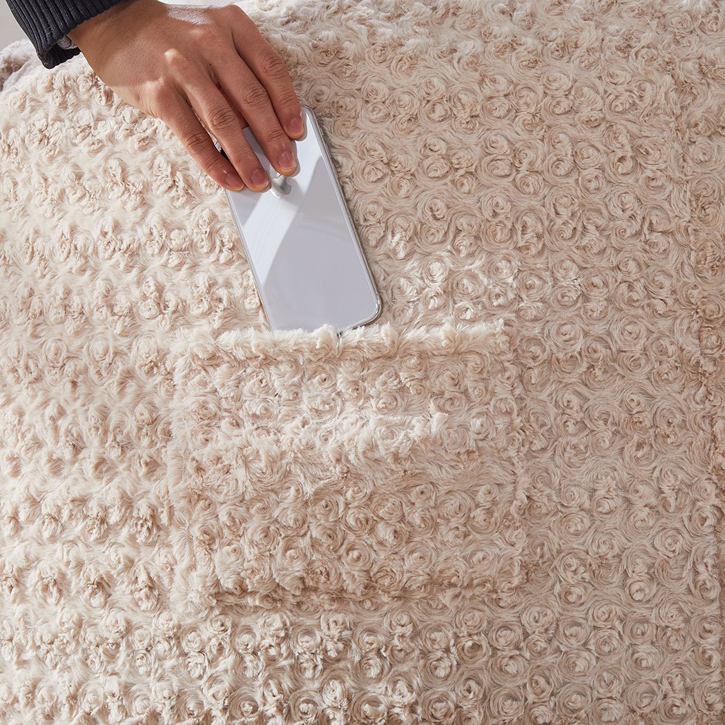 Extra Large Bean Bag Refill Chair in cream color, featuring rose plush velvet fabric and a stylish design, perfect for indoor lounging.