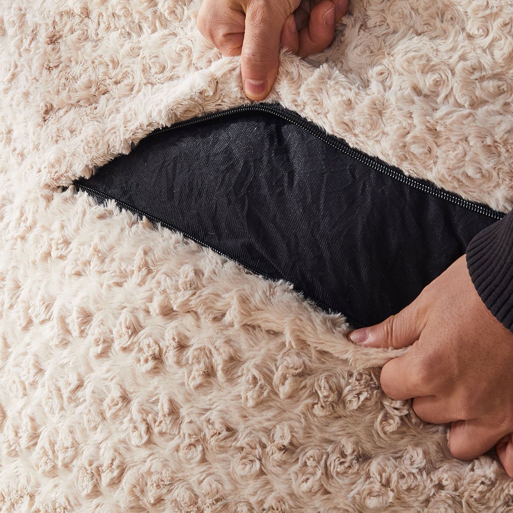 Extra Large Bean Bag Refill Chair in cream color, featuring rose plush velvet fabric and a stylish design, perfect for indoor lounging.