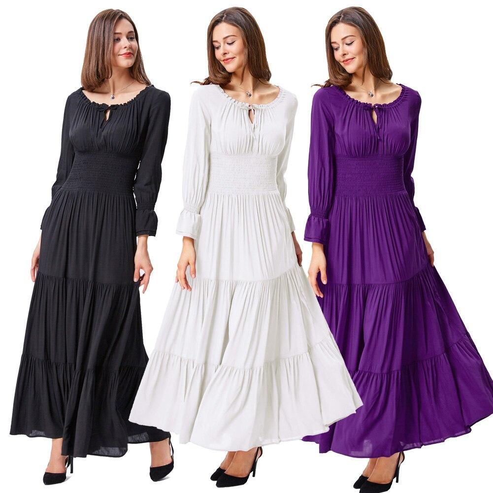 Belle Poque Women Dresses featuring long sleeves, comfortable rayon fabric, and a vintage A-line silhouette, perfect for autumn and summer occasions.