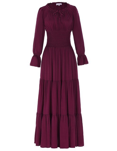 Belle Poque Women Dresses featuring long sleeves, comfortable rayon fabric, and a vintage A-line silhouette, perfect for autumn and summer occasions.