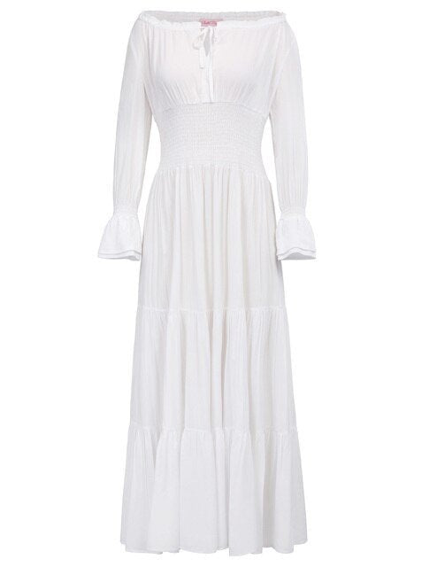 Belle Poque Women Dresses featuring long sleeves, comfortable rayon fabric, and a vintage A-line silhouette, perfect for autumn and summer occasions.