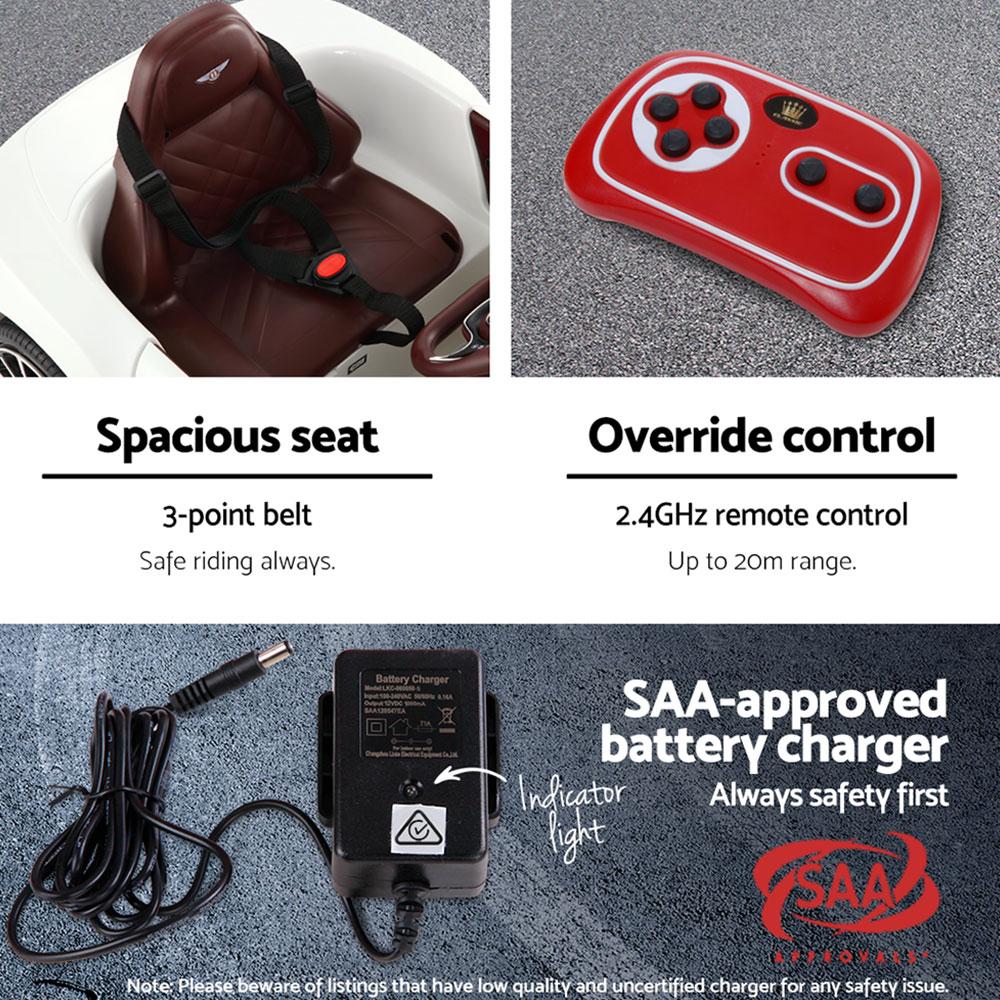 A luxurious red Bentley Kids Ride On Car with gullwing doors, designed for children, showcasing its sleek design and premium features.