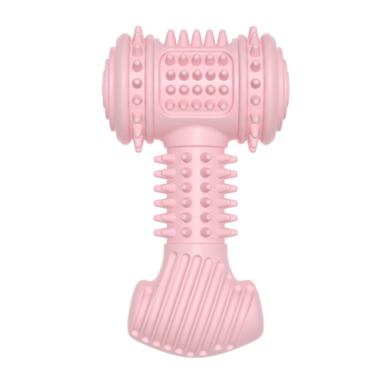 BG5045 TPR Pet Chewing Toy in hammer shape, pink color, designed for dog teething and dental care.
