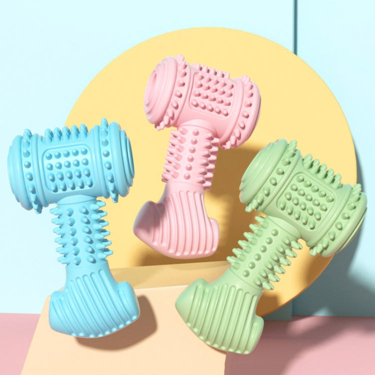 BG5045 TPR Pet Chewing Toy in hammer shape, pink color, designed for dog teething and dental care.