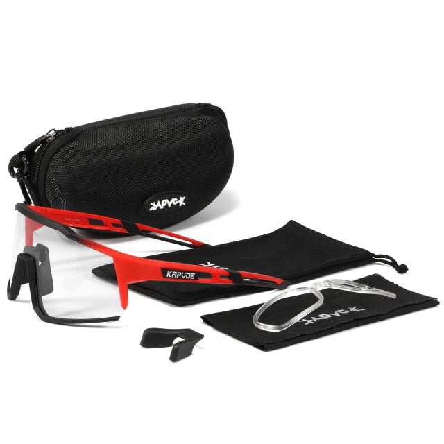Bicycle Sports Glasses featuring UV400 protection, with five interchangeable lenses and a lightweight TR-90 frame, suitable for cycling and outdoor activities.